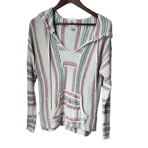 Billabong Striped Baja Hoodie Pullover Sweater Small Surfer Boho Vacation